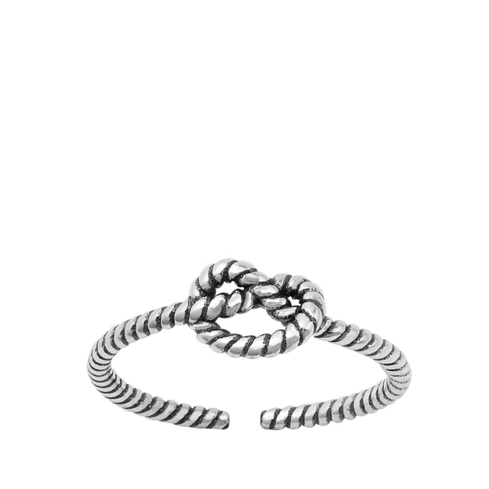 Sterling Silver Cute Love Knot Rope Toe Ring Adjustable Midi Band .925 New