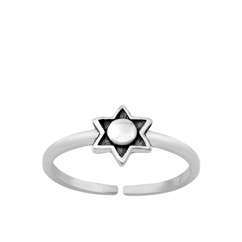 Sterling Silver Beautiful Oxidized Sun Ring Toe Midi Adjustable Star Band 925