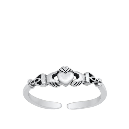 Sterling Silver Wholesale Claddagh Toe Ring Adjustable Celtic Midi Band .925 New