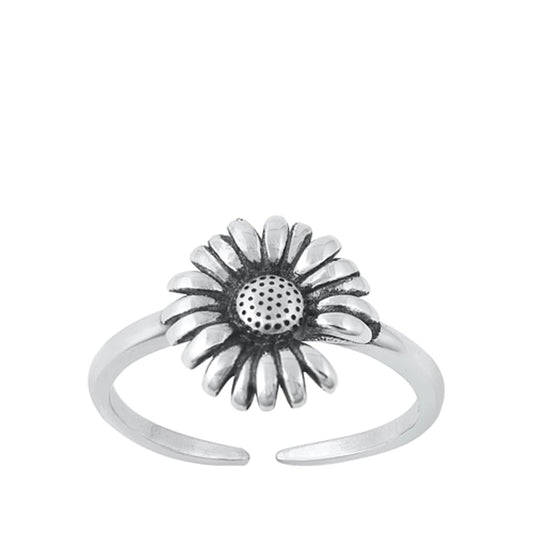 Sterling Silver Classic I Love You Daisy Toe Ring Adjustable Midi Band 925 New