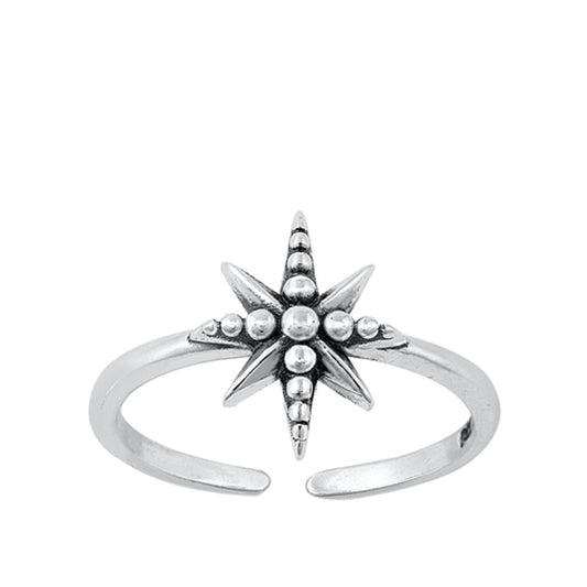 Sterling Silver Star Northern Star Toe Ring Adjustable Oxidized Midi Band 925