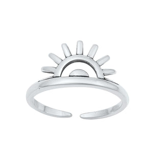 Sterling Silver Sunset Sun Toe Midi Ring Adjustable New Day Band .925 New