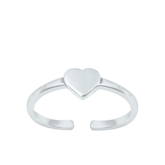 Sterling Silver Thin Heart Toe Midi Ring Adjustable Love Band .925 New