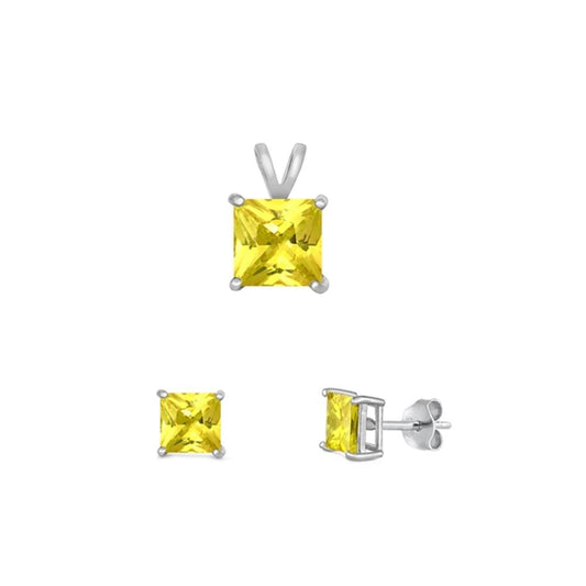 4mm & 6mm Pendant Yellow CZ Earrings – Sterling Silver