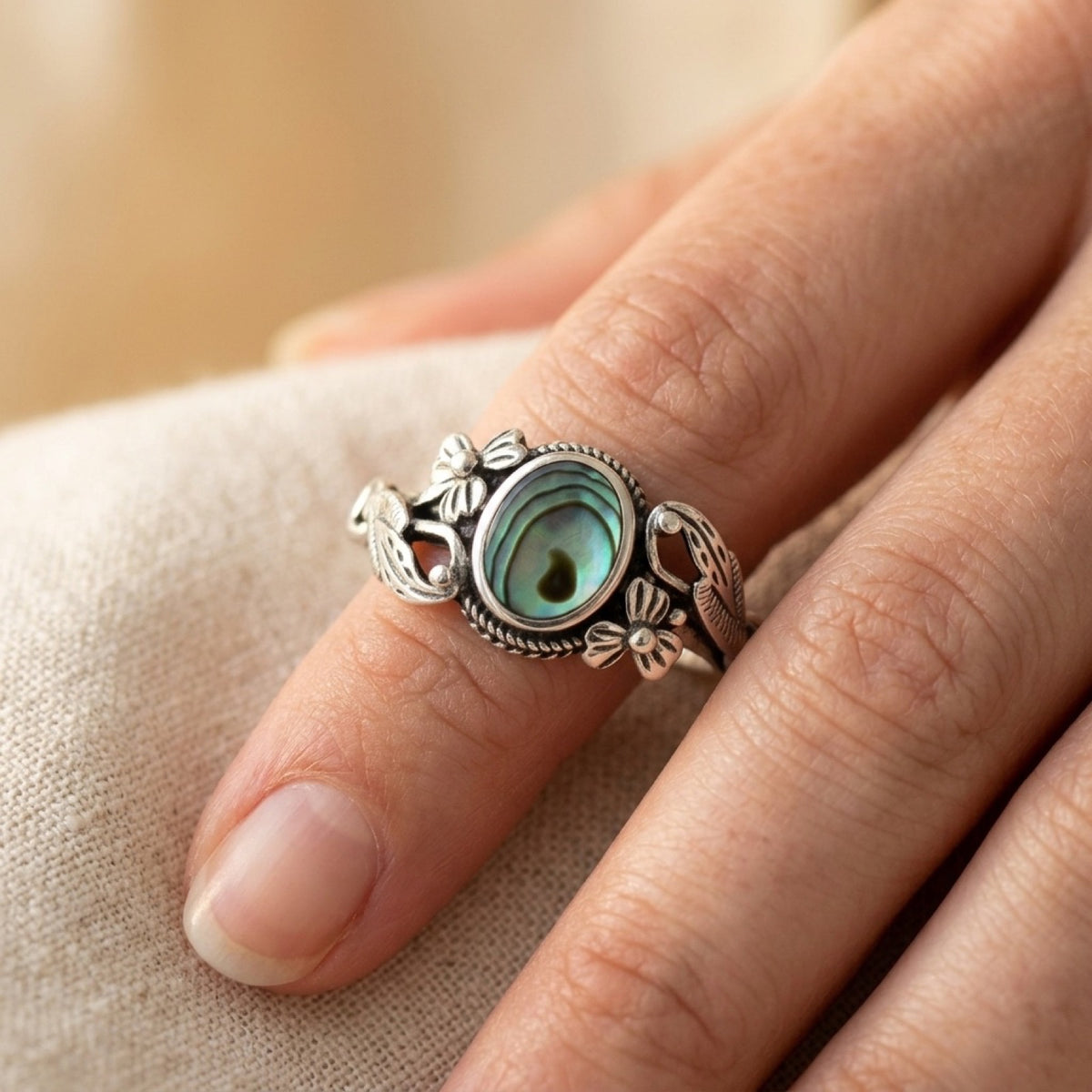 Abalone Ring worn