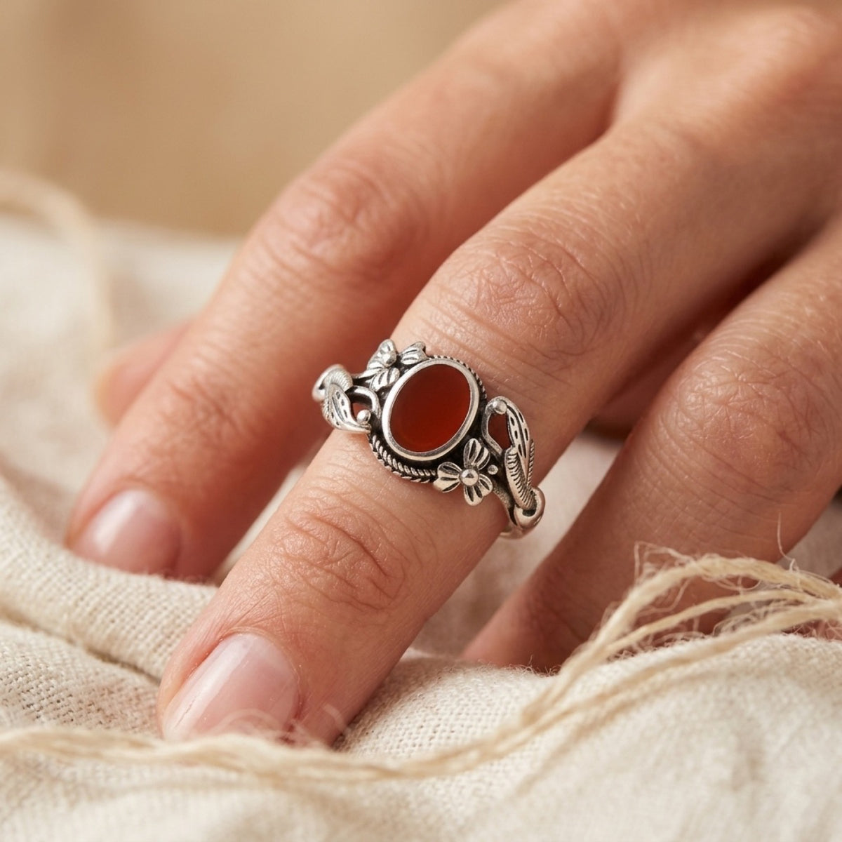 Coral Ring worn