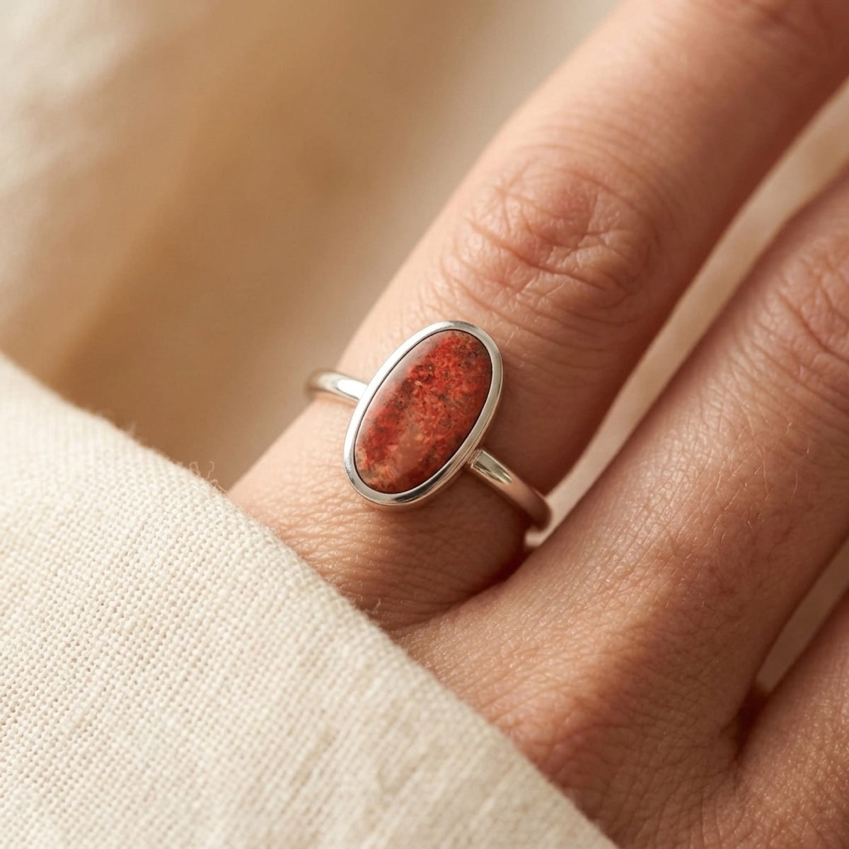 Coral Ring worn
