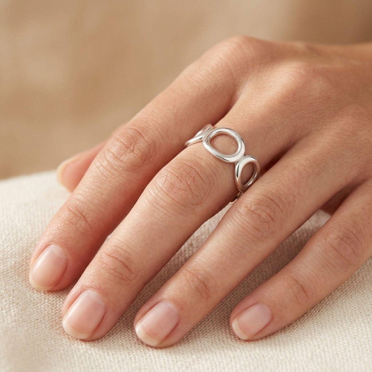 Geometric Ring worn
