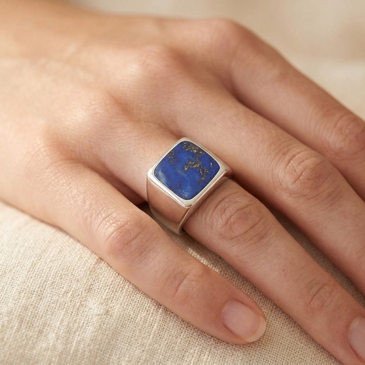 Lapis Ring worn