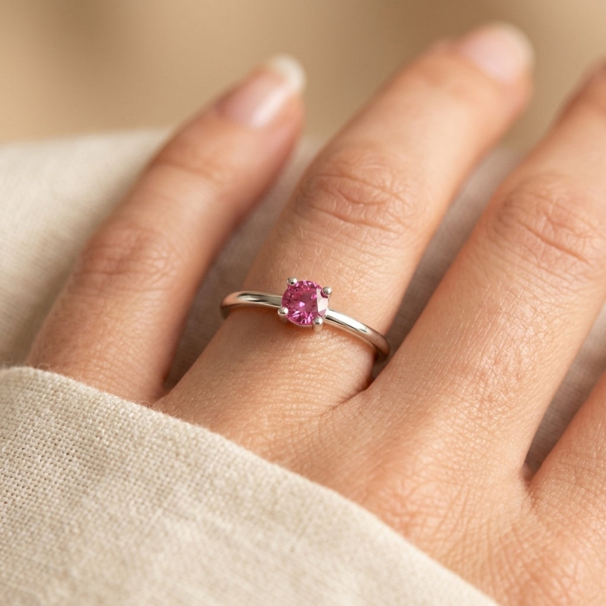 Ruby CZ Ring worn