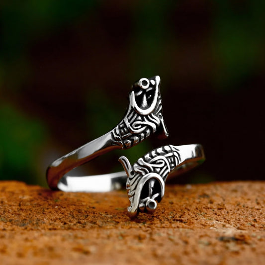 Wolf Head Bypass Ring – Titanium Steel